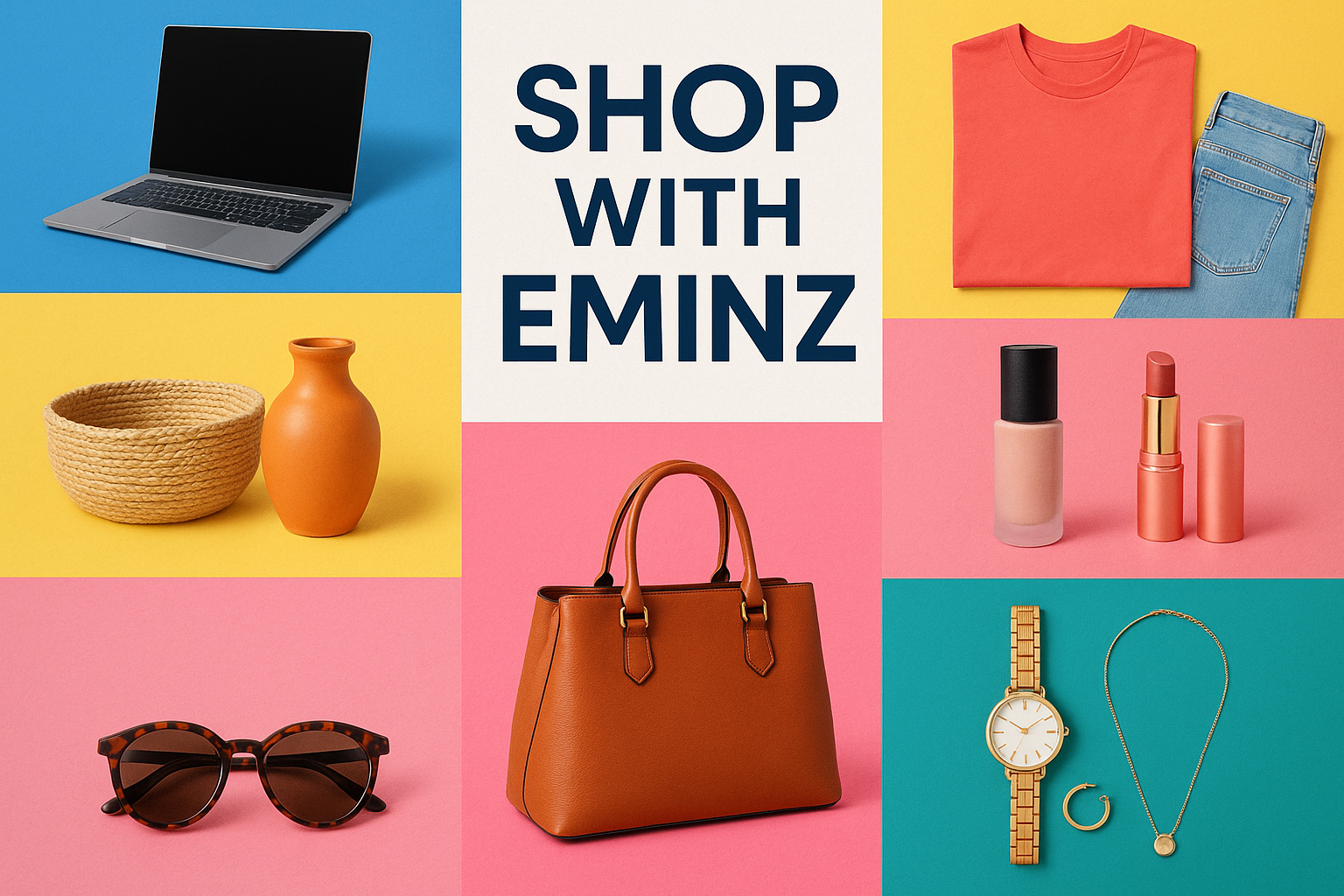 Multi Catagory product and text "shop with eminz"